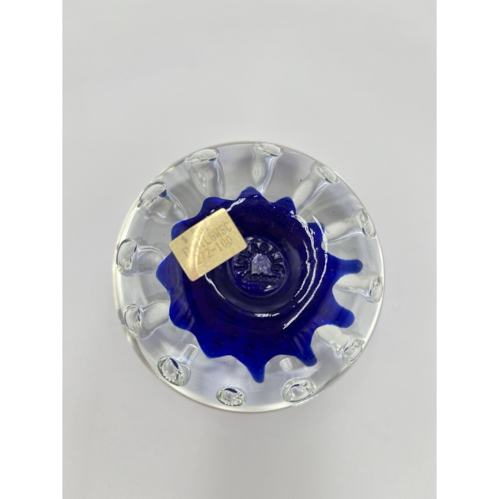 Zwag Anton Handmade Art Glass Paperweight Blue Controlled Bubble Czech 3" - Picture 5 of 9